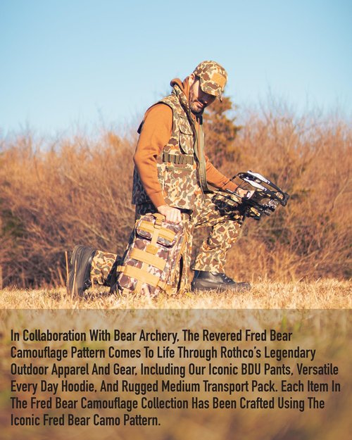 Rothco X Bear Archery Fred Bear Camo Ranger Vest – Tactical Vest with 10 Utility Pockets - Small