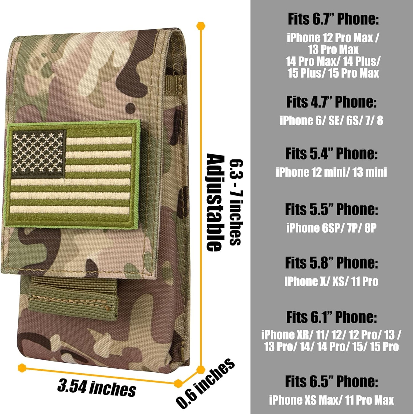 IronSeals Tactical Molle Phone Pouch Holster Waist Belt Pouch with Pull Tab for iPhone 16 Pro Max/16 Pro/16/15 Pro Max/14 Pro Max/ 13 Pro Max/ 12 Pro Max/ 11 Pro Max