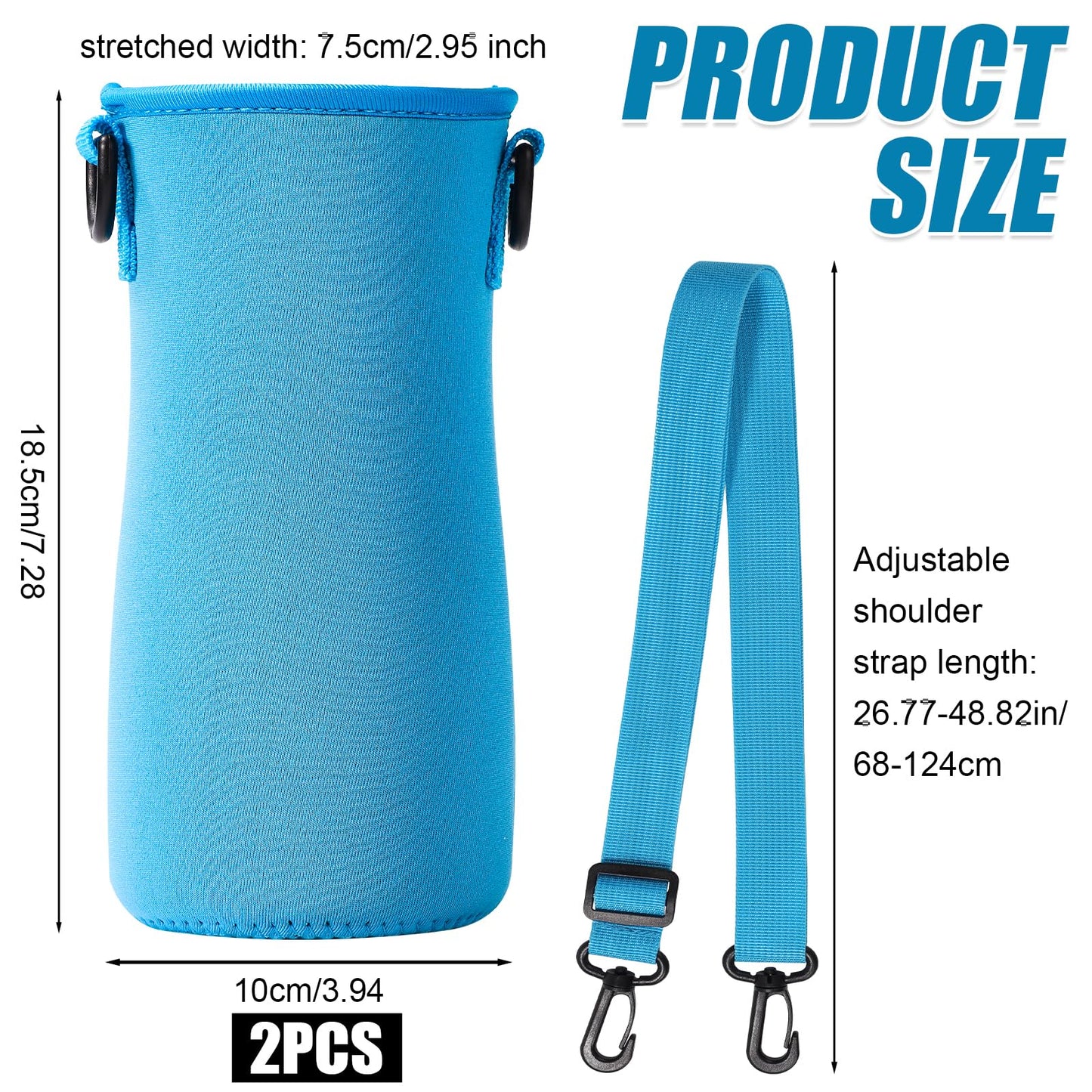 2pcs Water Bottle Sleeve, Water Bottle Replacement Cover with Adjustable Rope Bottle Boot Cup Holder Water Bottle Accessories for Cirkul (Blue)