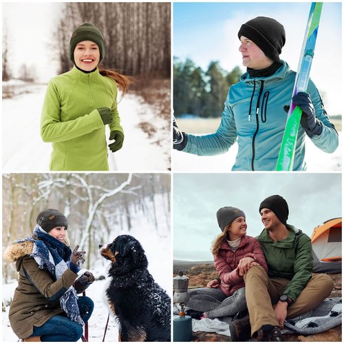Beanie Winter Hats Stocking Caps Mens and Womens Slouchy Wool Knit Warm Thermal Toboggan Ski Gear Gifts Charcoal Gray
