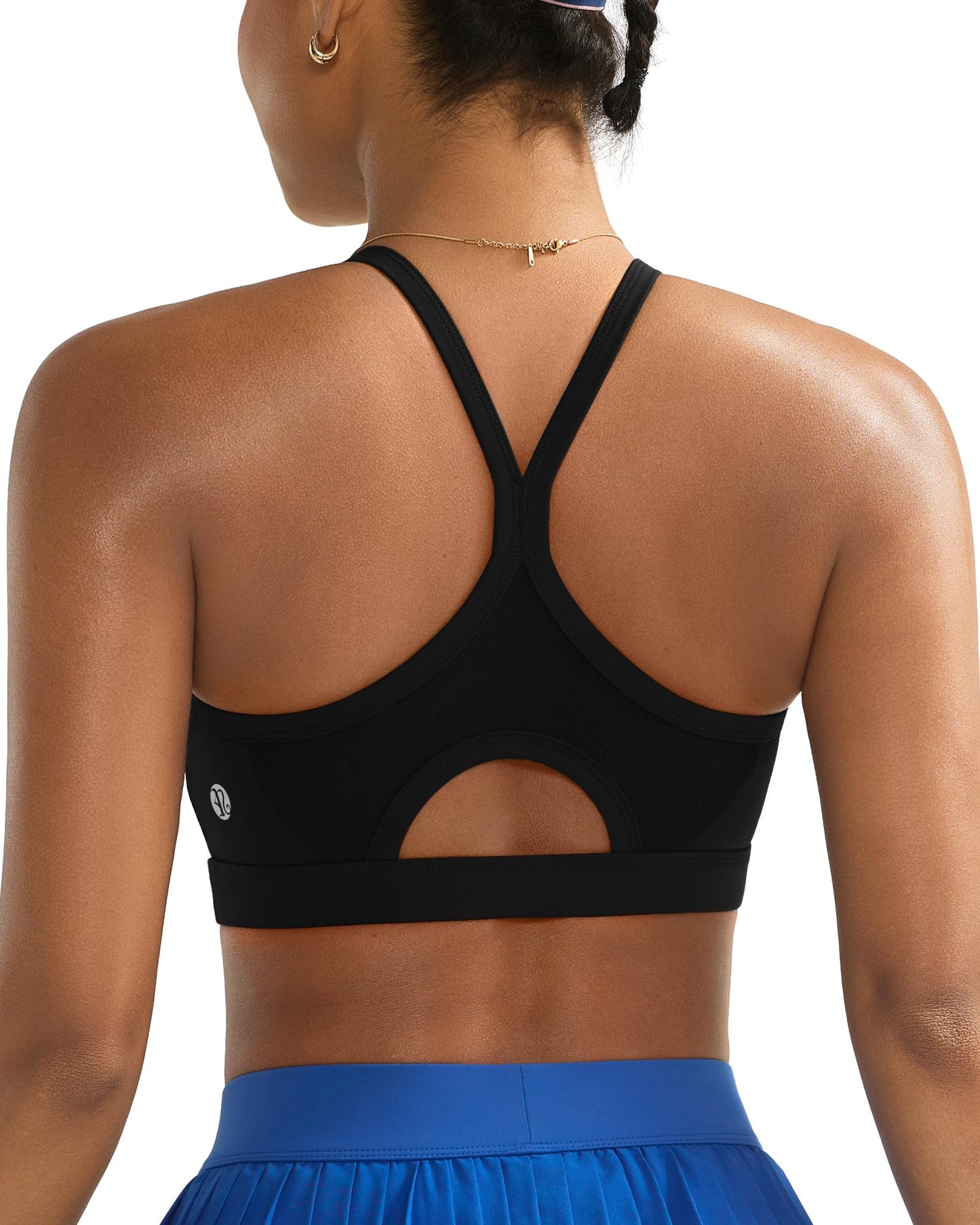 RUNNING GIRL Sports Bra for Women,Y Back Molded Cup Medium Impact Sports Bras with Sewn in Pads