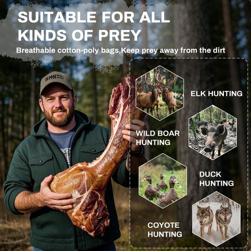 MAQIHAN Elk Game Bags Hunting Meat 3 Pcs Game Meat Bags Reusable Quarter Essential Hunting Accessories with Reflective Strip For Elk,Caribou,Deer,Moose,Duck,Hog
