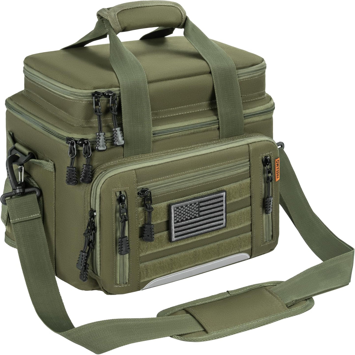 FREEAMG Fishing Tackle Bags - Saltwater & Freshwater Fishing Bag - Padded Shoulder Strap Fishing Bags - Gear Storage for Tackle Box (Green) (Does not come with box)