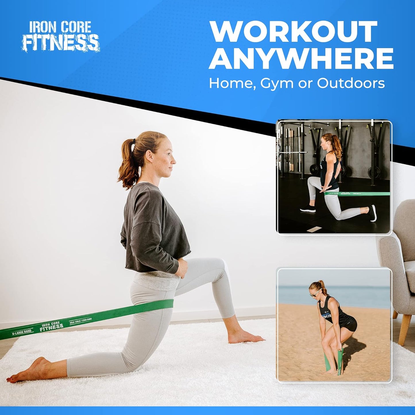 Pull Up Assistance Resistance Bands - Long Loop Power Bands for Men and Women - Strength Power Flexibility Training at Home & Gym - Ebooks & Workout Chart Included by Iron Core Fitness