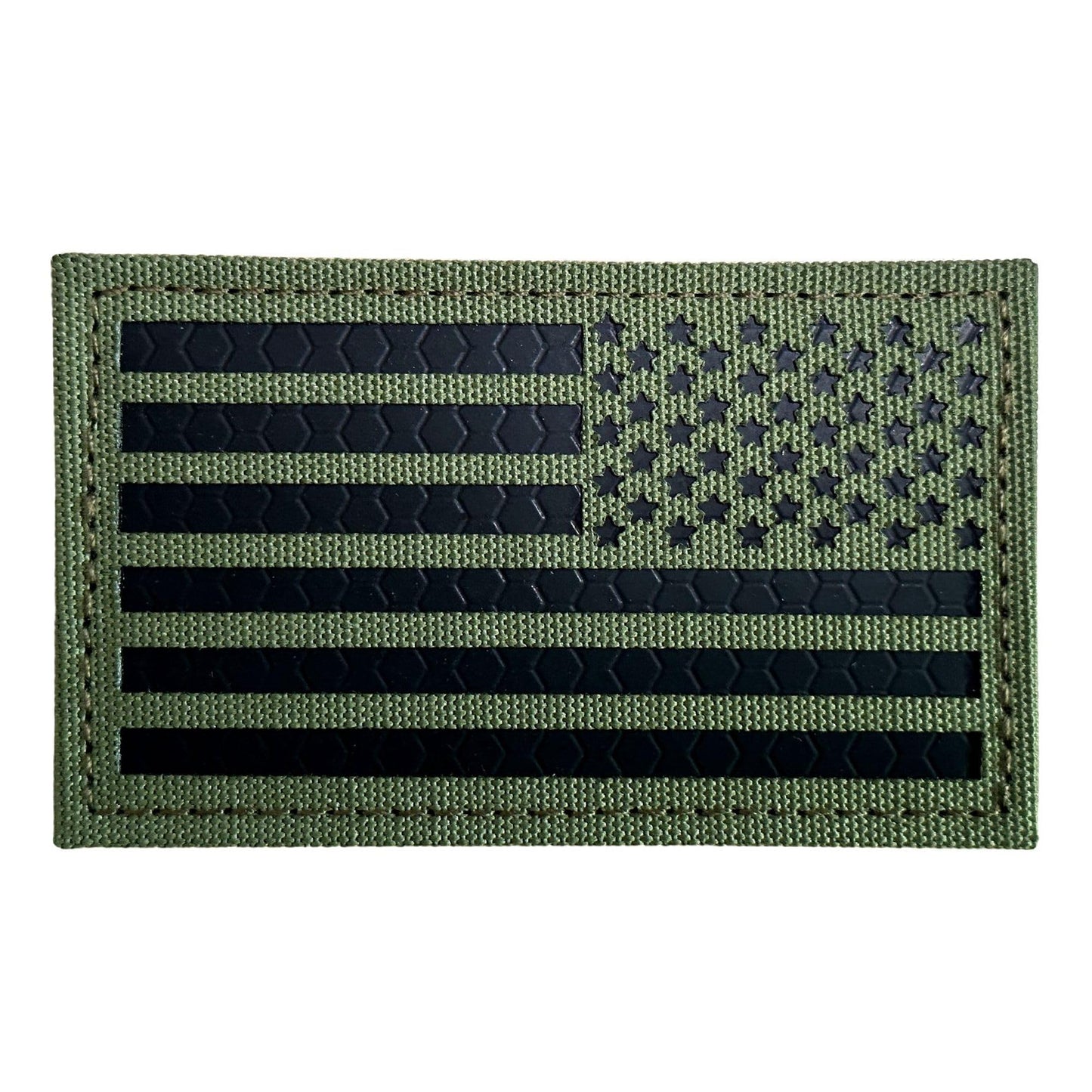 2x3.5 Infrared IR US USA American Flag Patch Tactical Vest Patch Hook-Fastener Backing (OD Green-Reversed)