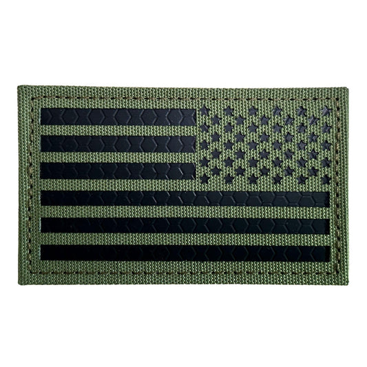 2x3.5 Infrared IR US USA American Flag Patch Tactical Vest Patch Hook-Fastener Backing (OD Green-Reversed)