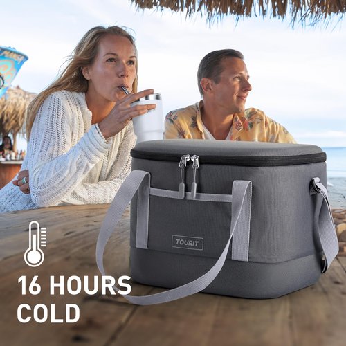 TOURIT 12L Carry Out Soft Cooler Insulated Travel Bag Lunch Cooler for Outdoor, Camping, Picnic, Travel, Dark Gray