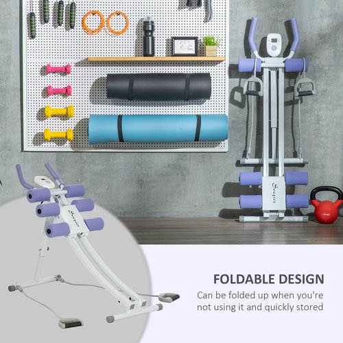 Soozier Foldable Ab Machine, Ab Workout Equipment with Resistance Bands, Height Adjustable Ab Trainer, for Core, Abdominal and Stomach Exercise