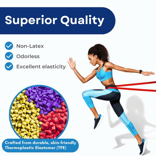 RMS Resistance Loop Excercise Bands with Carry Bag and Instruction Guide, Set of 4 - Latex Free Pull Up & Workout Bands for Stretching, Physical Therapy, Muscle & Crossfit Training