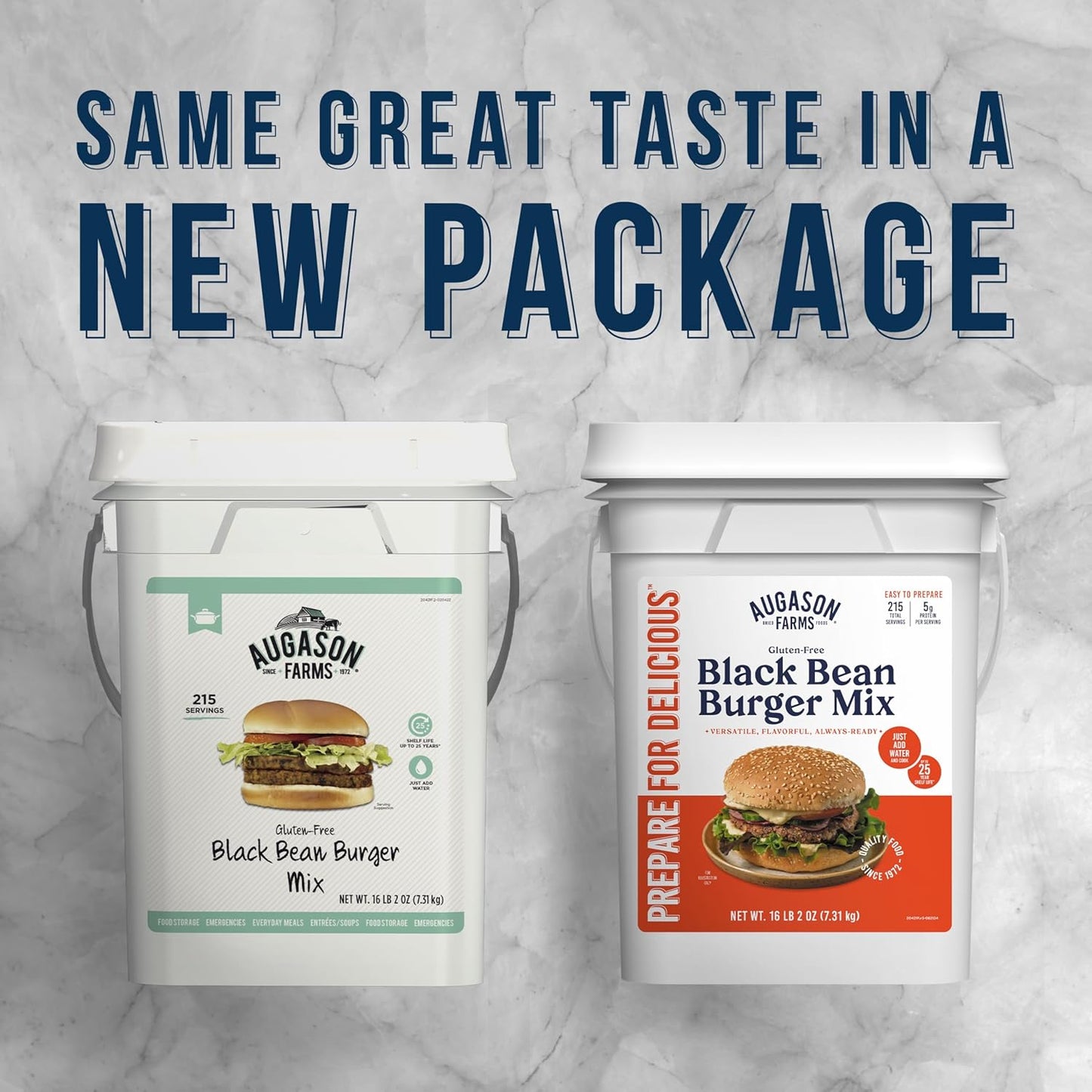 Augason Farms Black Bean Burger Mix 4-Gallon Pail, Certified Gluten Free, Emergency Food Supply, Everyday Meals, 215 Servings