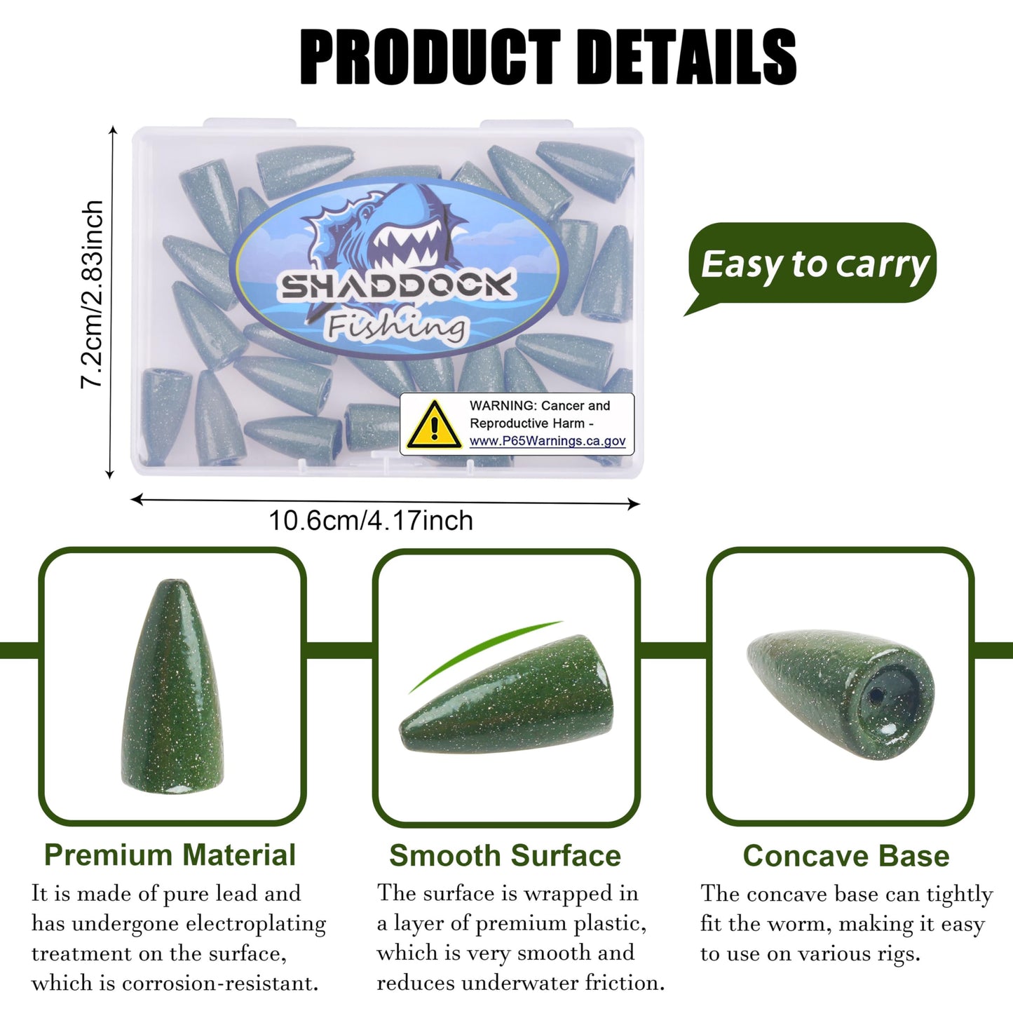 30Pcs Bullet Fishing Worm Slip Sinkers Weights - Texas Rig and Carolina Rig Weights for Bass Fishing Size 1/2oz 3/8oz 1/4oz 3/16oz 1/8oz 1/16oz (1/8oz)