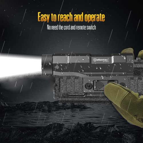 DEFENTAC 2400lm Aluminum Flashlight is Compatible with Picatinny/Mlok Rail for Rifle, Rechargeable Weapon Light with Strobe/Momentary, with Pressure Pad Switch