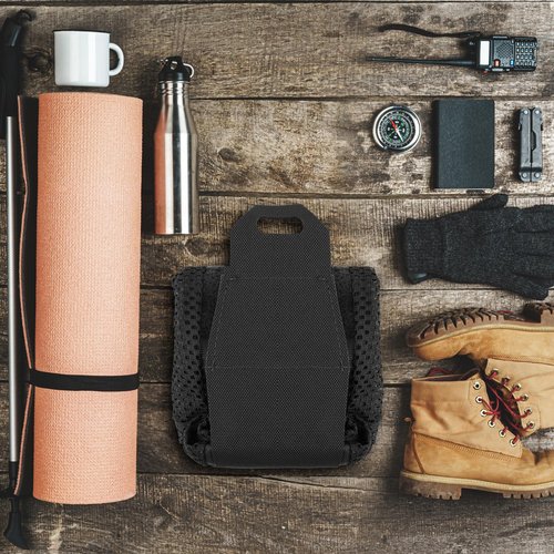Molle Dump Pouch, Collapsible Mesh Drawstring Pouch Multifunctional Molle Tool Pouch Recycling Pouch Dump Bag for Molle Belt Vest Backpack Outdoor Activities (Black)