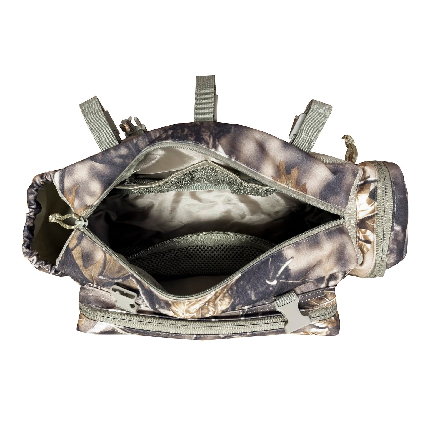 AUSCAMOTEK Camouflage Hanging Bag for Treestand Platform Saddle Hunting – Camo Fanny Pack for Hunting Accessories and Storage with Expandable Compartments and Water Holder