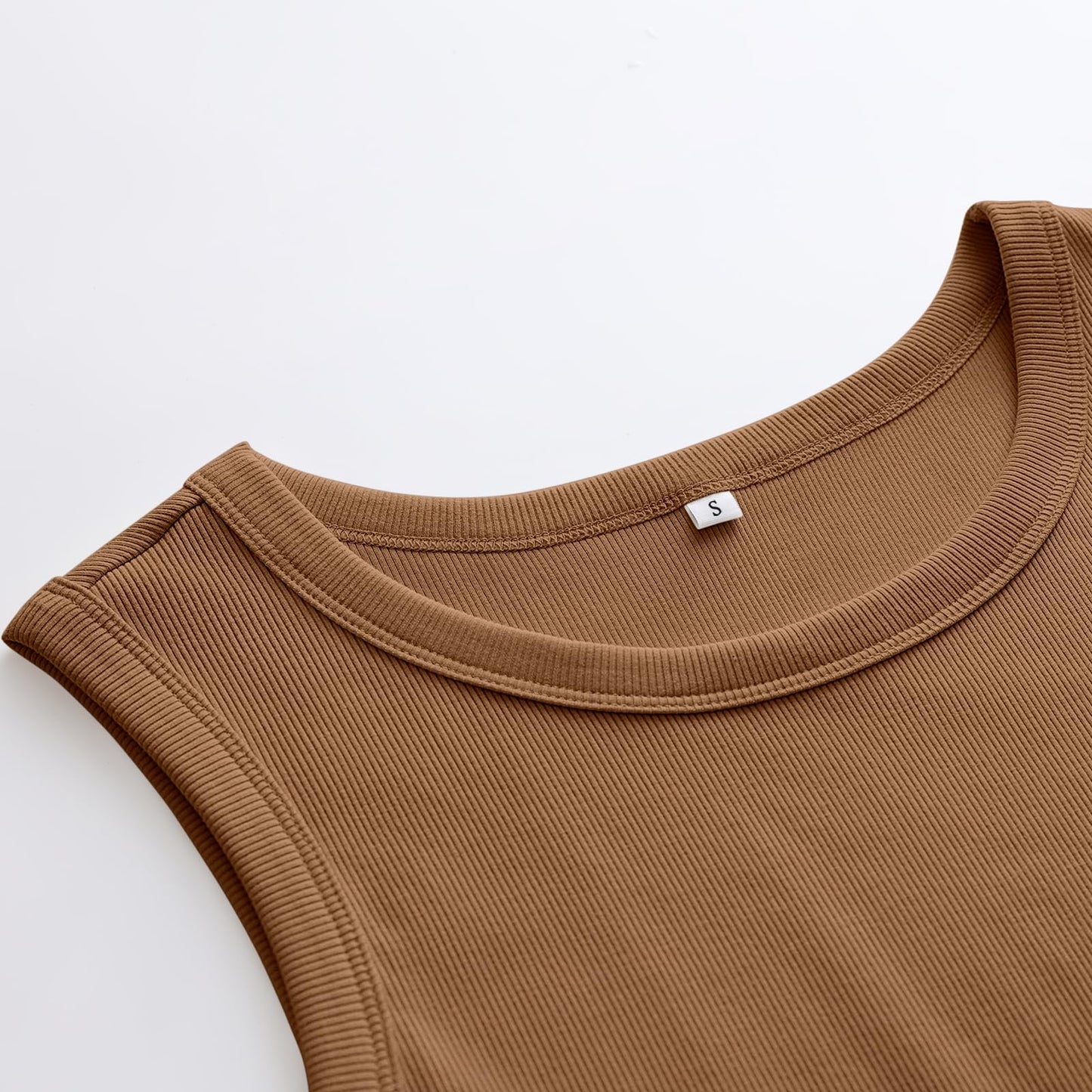 ANRABESS Womens Sleeveless High Neck Tank Tops Fashion Summer Casual Basic Slim Fit Ribbed Racerback Top Shirt Clothes Coffee-X-Small