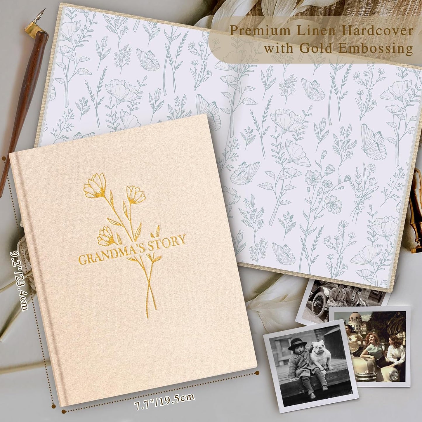 Lanpn Grandma Life Story Book Journal with 260+ Prompts, Linen Hardcover Grandmother Guided Journal Memory Keepsake Book to Fill Out, Birthday Mother's Day Christmas Gift for Grandmas, Purple