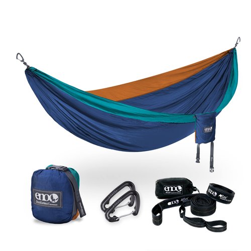 ENO Bundle, Includes The SingleNest Hammock & Atlas Suspension System, Lightweight, Durable Hammock with Straps for Camping, Hiking & Travel, Aqua/Sapphire/Amber