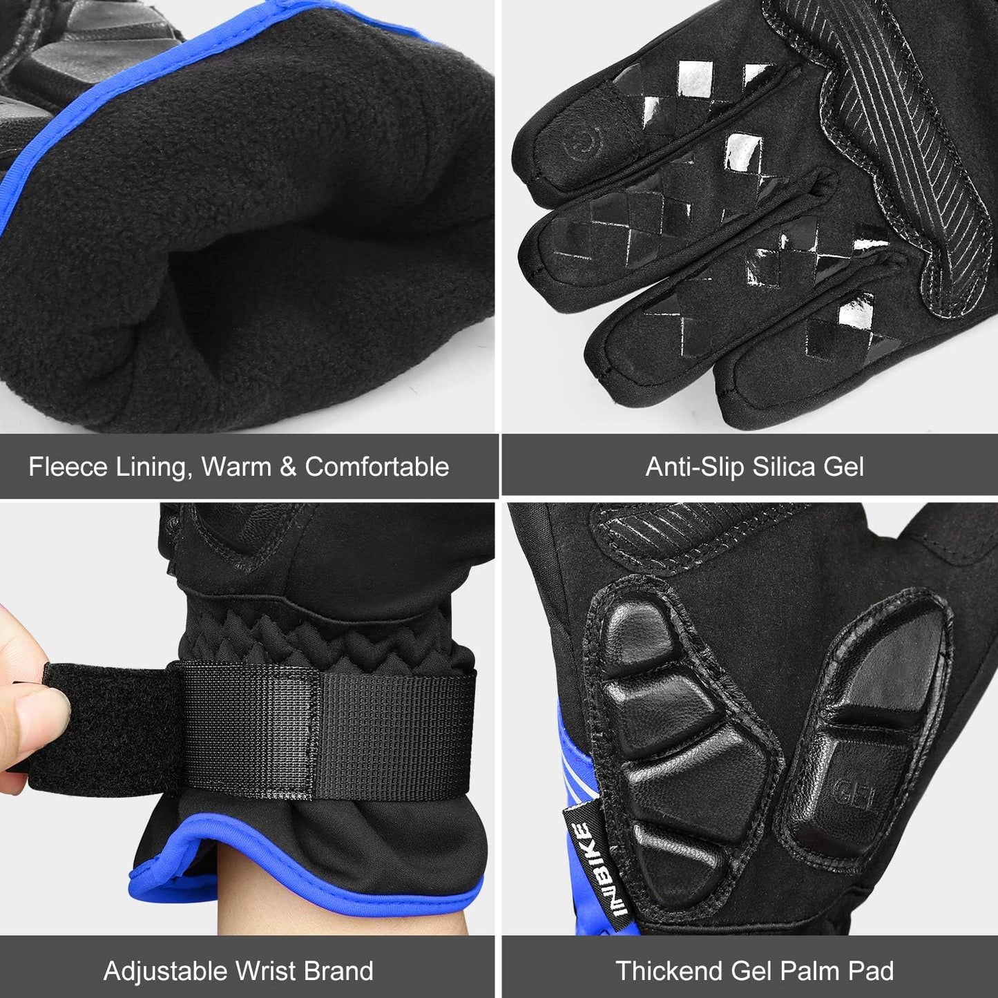 INBIKE Cycling Gloves for Men Winter Windproof Reflective Thermal Gel Pads Touch Screen