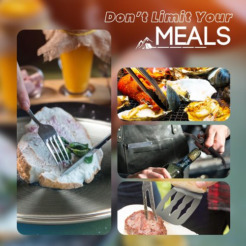 Outdoor Campfire Cooking Set - Complete Camp Kitchen Accessories, Pots, Pans, Utensils for Camping Trips