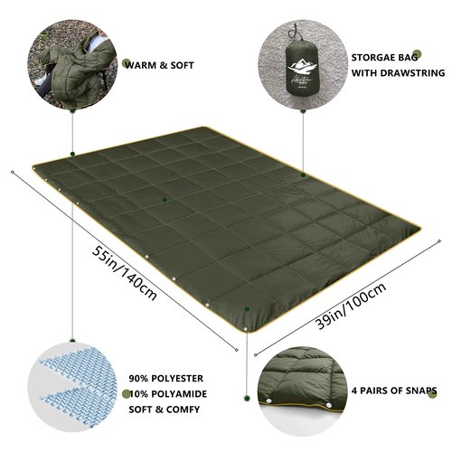 zZFocus Mini Camping Blanket,Lightweight Puffy Blanket Packable Down Alternative Throw Blanket Waterproof Windproof for Outdoors, Travel, Beach, Airplane, Hiking