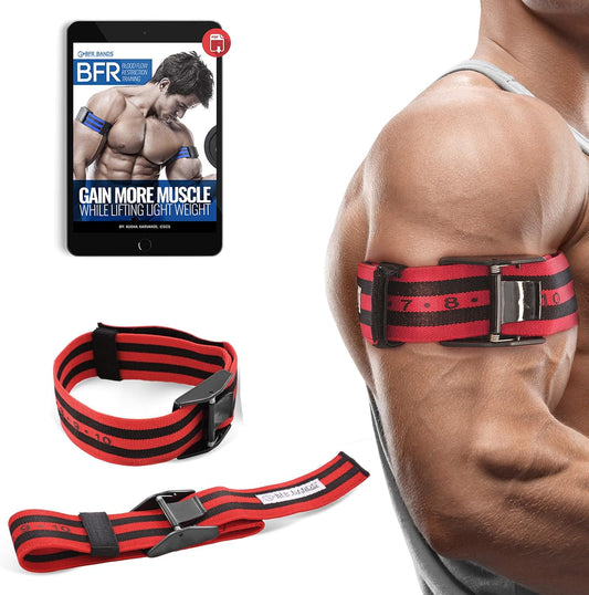 Occlusion Bands (PRO X) – 2 Pack, 2 Inch Wide, Blood Flow Restriction Band Set for Arms w/ Pull to Tighten, Quick-Release Buckle & Training eBook