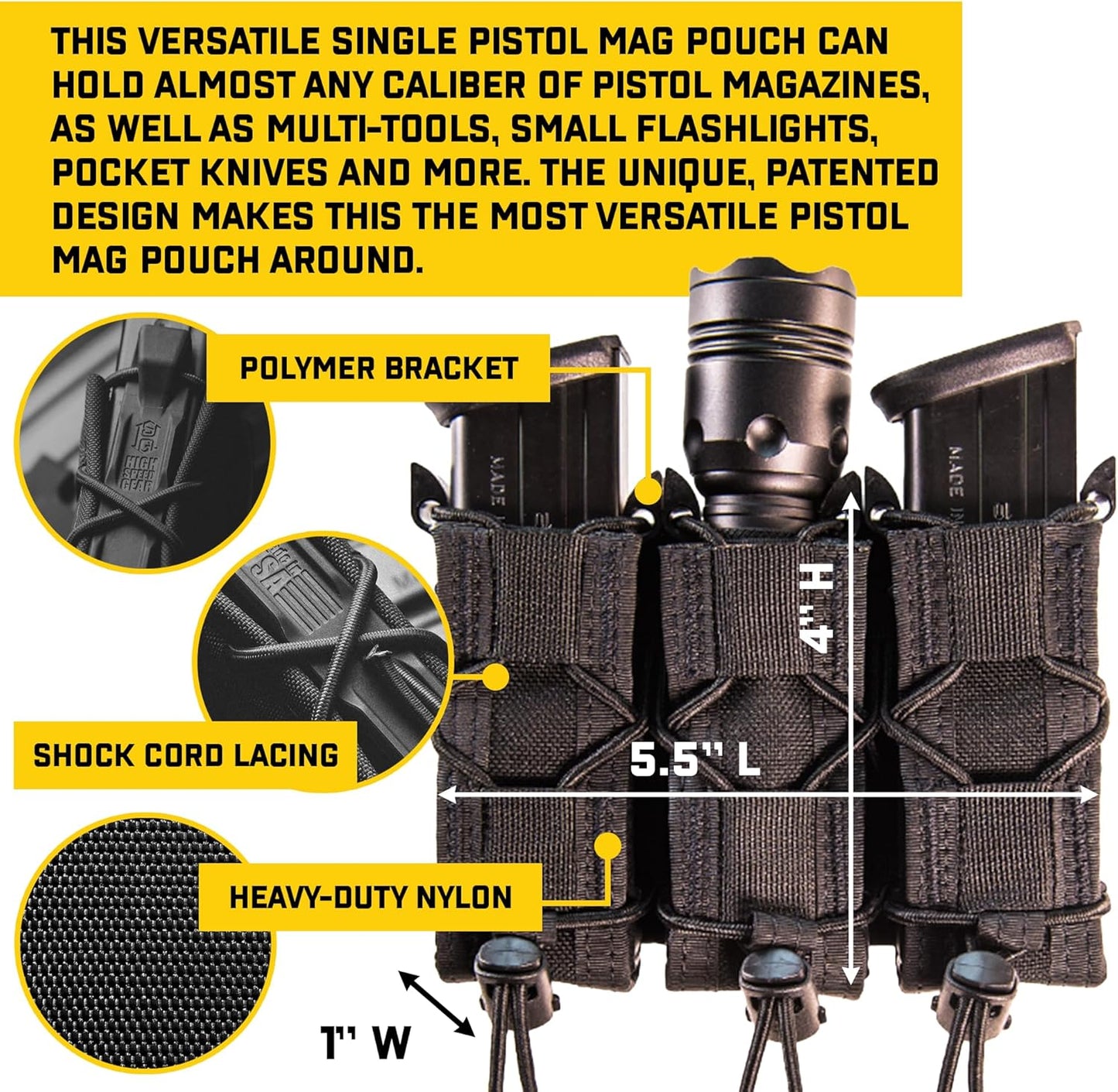 Triple Pistol Taco MOLLE Mag Pouch - Tactical Magazine Holder for Police & Military Gear