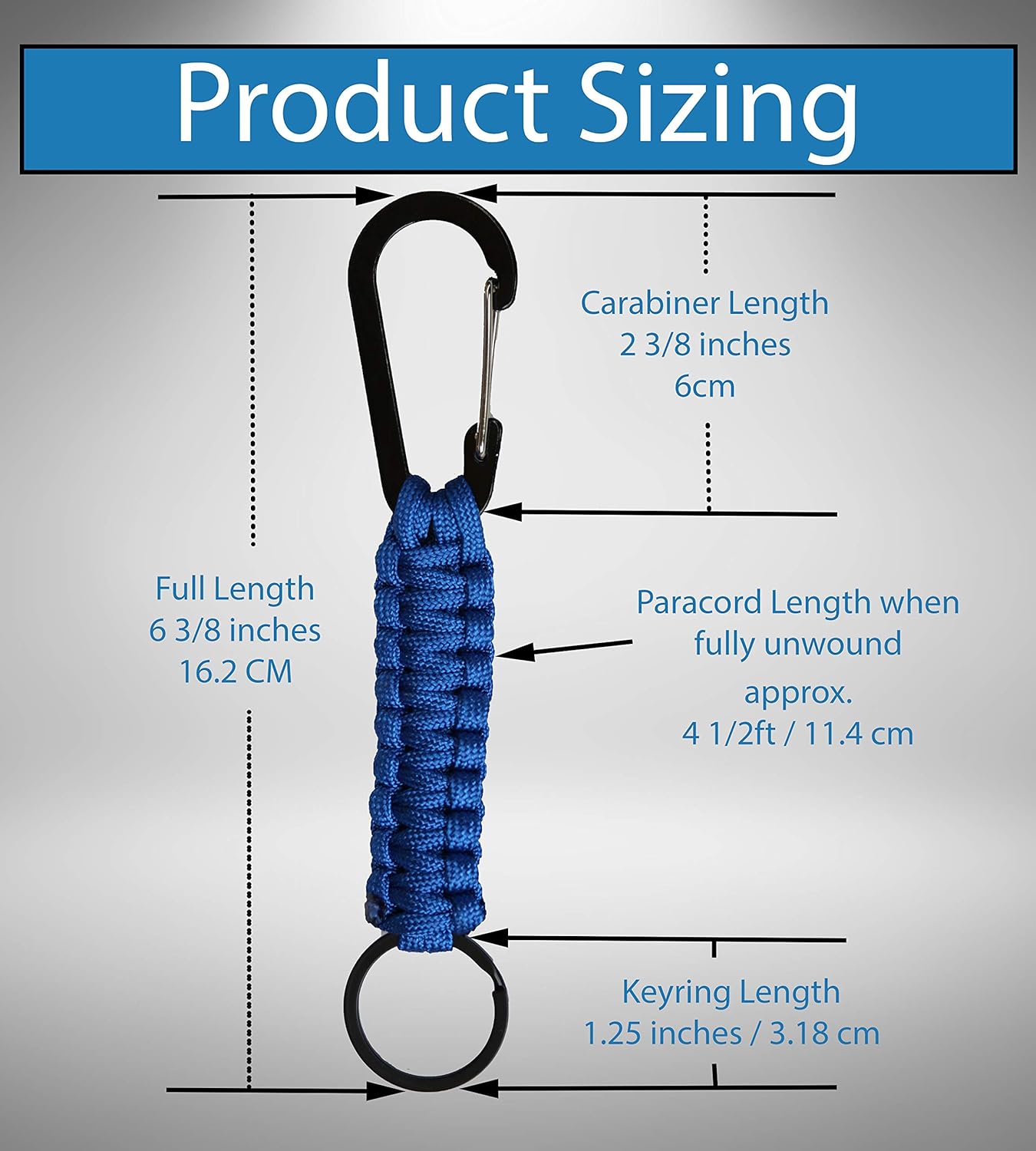 Paracord Lanyard Keychain with Carabiner Hook and Key ring