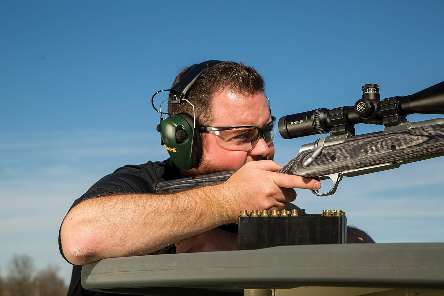 Adjustable Caldwell Pro Range Shooting Glasses - Clear Lenses, Black Frame for Outdoor & Competition