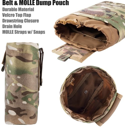 Dotacty MOLLE Dump Pouch Roll Up Magazines Recovery Utility Admin Bag Drawstring Foldable Tool Mag Drop Waist Pack for Tactical/Range/Battle/Duty Belt Hunting Shooting Competition (Multicam)