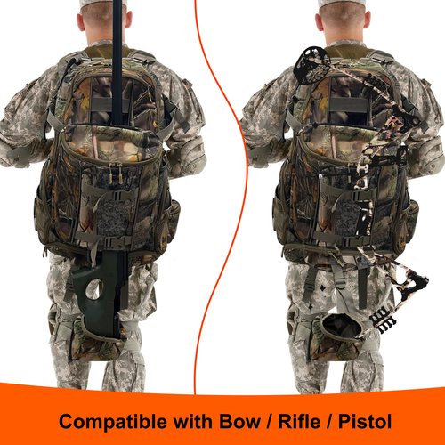 MDSTOP Hunting Backpack, Hunting Pack with Bow and Rifle Holder, Large Capacity Hunting Daypack for Camping Hiking
