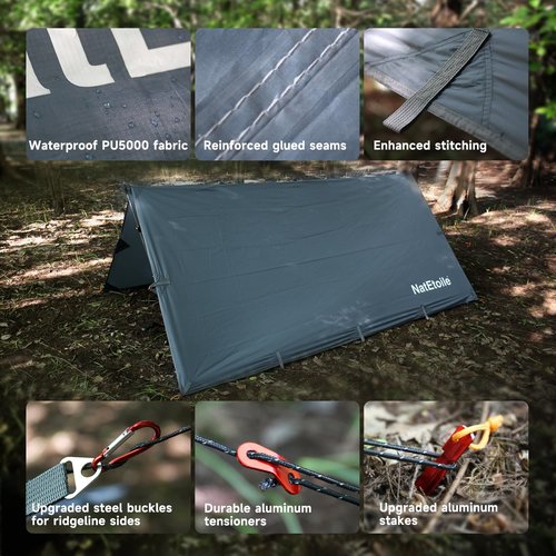 NatEtoile Waterproof Camping Tarp - PU5000mm Coating Rain Fly for Hammock Cover, Tarp Tent, Versatile with 19 tie-Outs - Portable, Essential for Backpacking and Camping Gear - 10x10ft