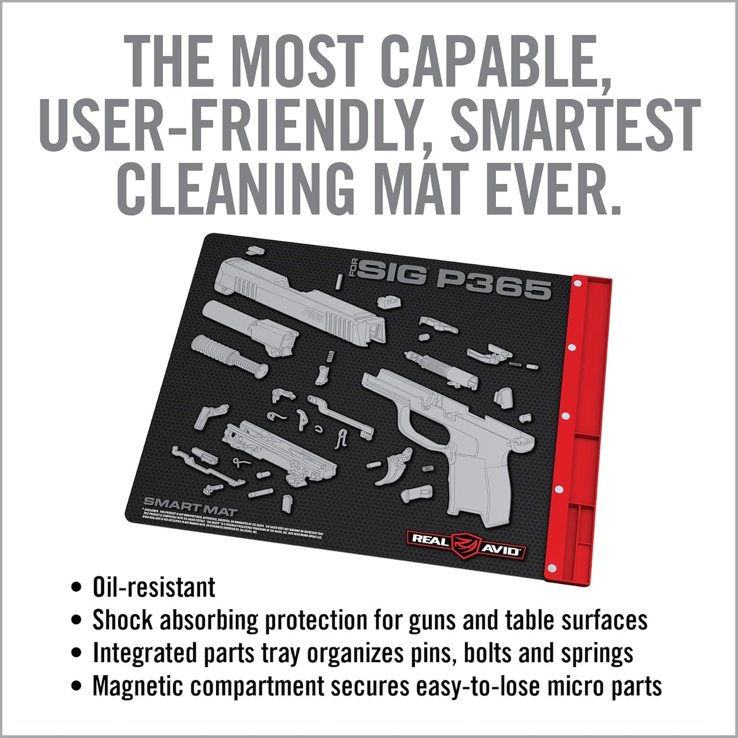 Real Avid Gun Cleaning Mat 19" x 16" with Magnetic Parts Tray | 1911, Glock, Smith & Wesson M&P or Sig Sauer P365 & P365XL (Choose Style Below)