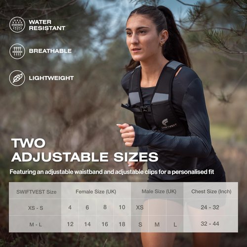 SWIFTVEST Running Phone Holder Vest with 500ml/17oz Water Bottle | Running Pack | Reflective Hydration Vest | Adjustable | Light | 6 Pockets for Accessories | Men & Women