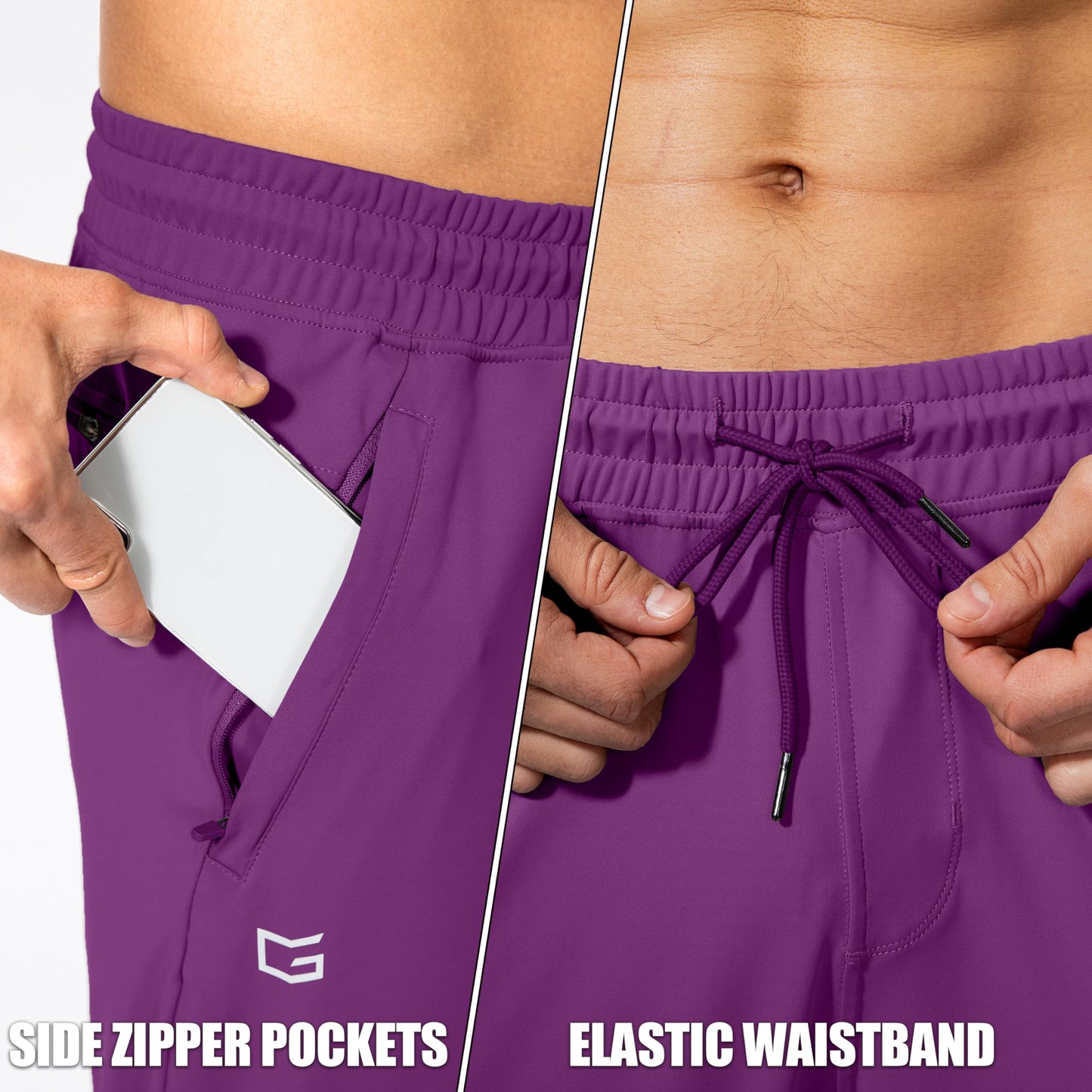 Men's Sweatpants with Zipper Pockets Athletic Pants Traning Track Pants Joggers for Men Soccer, Running, Workout (Purple, Medium)