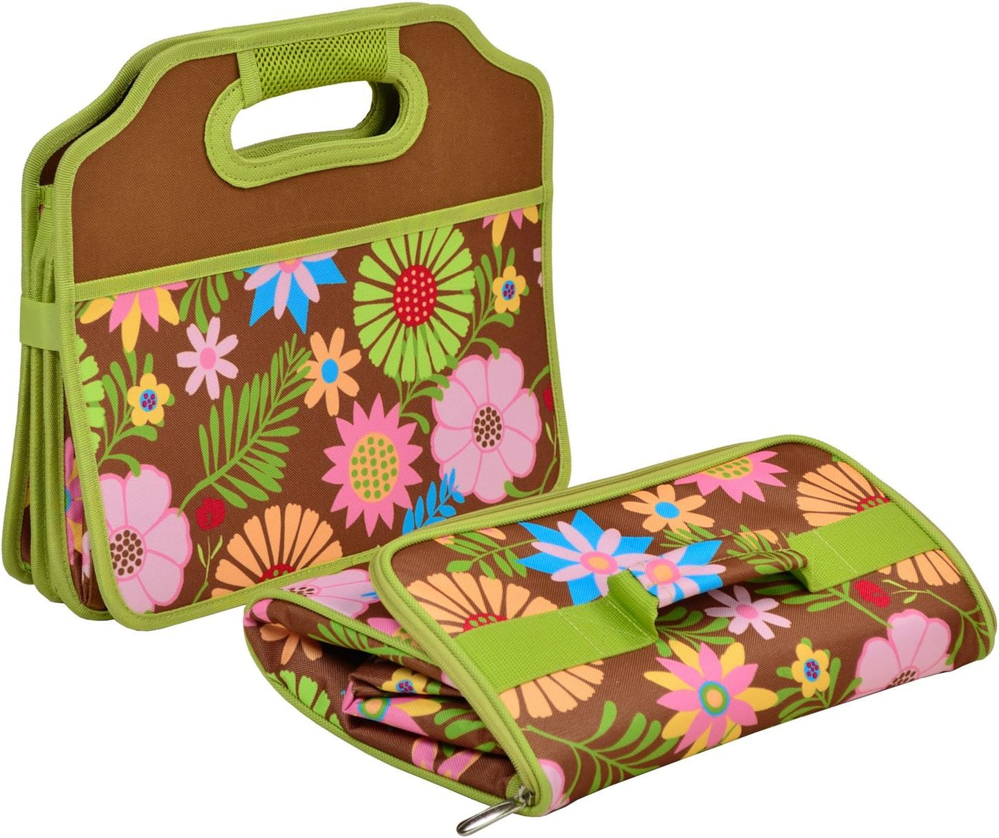 Picnic at Ascot Original Folding Trunk Organizer With Cooler, Red Chevron