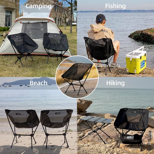 HIBLE Carbon Fiber Folding Camping Chair, Ultra-Light Portable Camp Chair for Hiking, Beach, Fishing, Stable Backpacking Chair (Supports 265 Lbs)