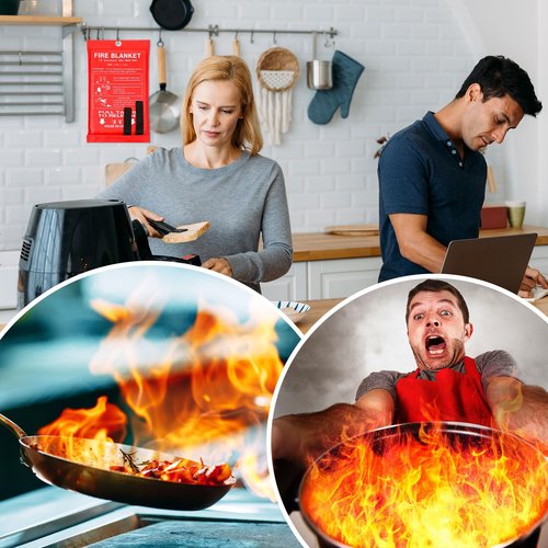 Saysurey 8 Pack Fire Blanket Fiberglass Fire Emergency Blanket 59 x 59 Inch Flame Retardant Fire Suppression Blanket Fireproof Emergency Survival Fire Blanket for Home Kitchen Car Office Warehouse