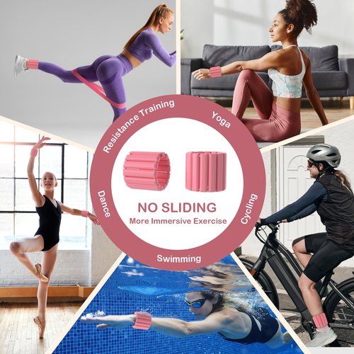 Mowdug Pilates Wrist Ankle Weights for Women, Adjustable Magnetic Buckle Silicone Weighted Bracelet Wearable Arm & Leg Weights Set for Home Gym, Walking, Yoga, Swimming, Cardio Set of 2 (1Lb Each)