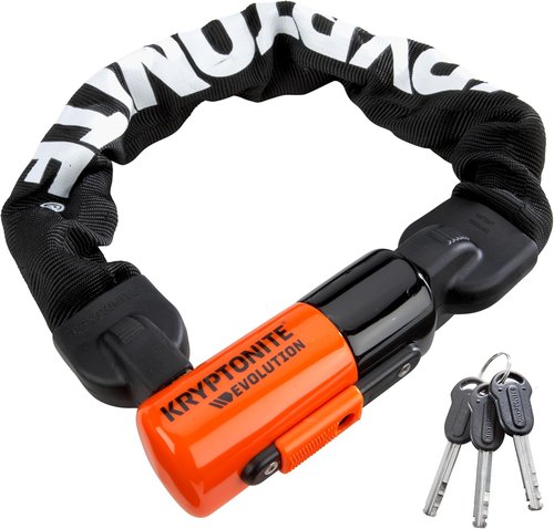 Kryptonite Evolution 1055 Mini Bike Chain Lock, 1.8 Feet Long 10mm Steel Chain Heavy Duty Anti-Theft Sold Secure Gold Bicycle Chain Lock with Keys for E-Bike, Motorcycle, Scooter, Bicycle, Fence