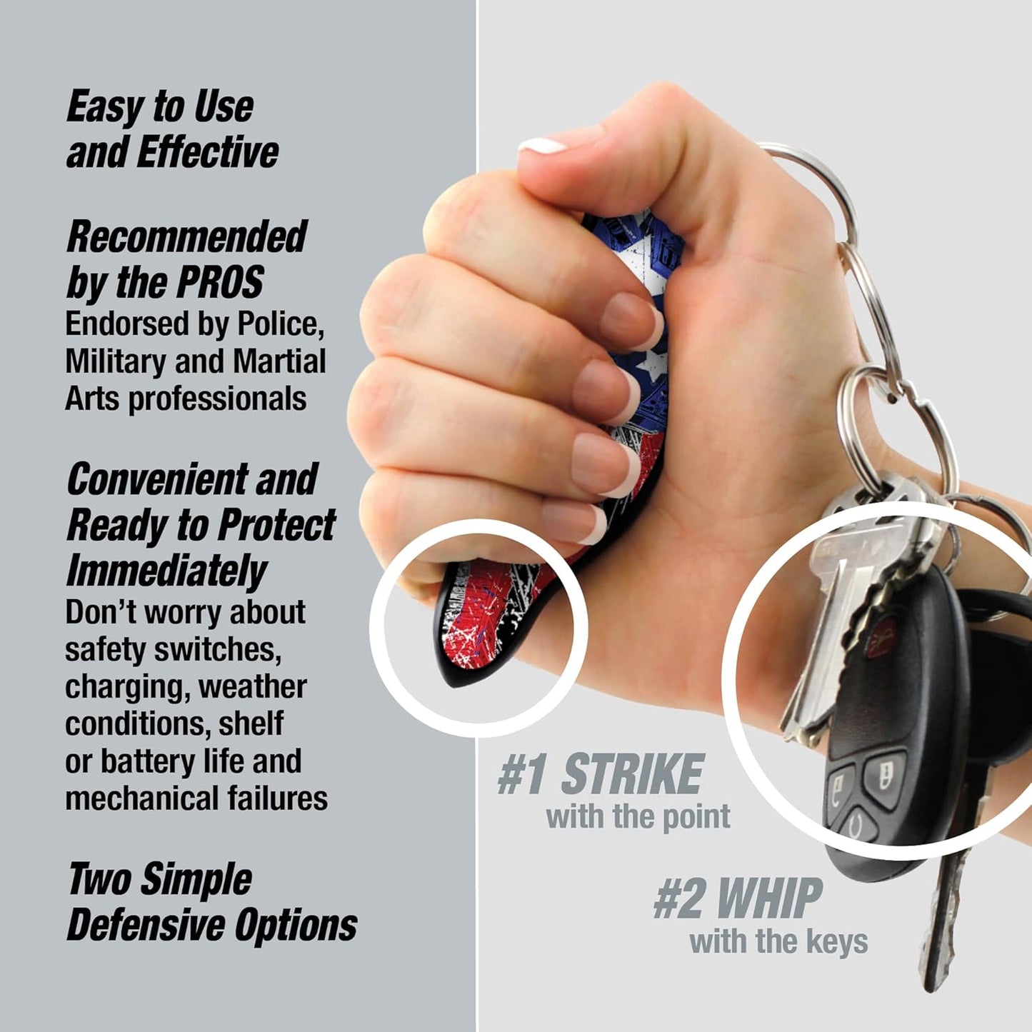 MUNIO Self Defense Keychain – Lightweight, Stylish & Portable Safety Tool for Women & Men – Non-Lethal Kubotan, Easy to Use, TSA Approved – Made in USA