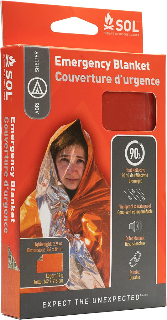 S.O.L. Survive Outdoors Longer Emergency Blanket, Model Number: BMC0140-1222