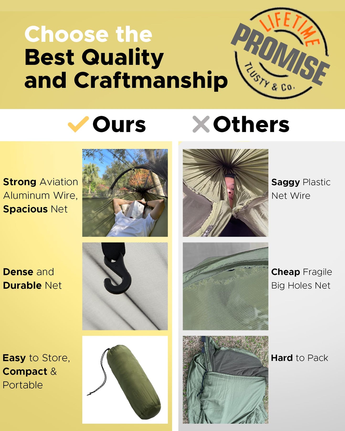 ADVOKAIR Camping Hammock with Mosquito Net Up to 500lbs, Ultralight and Portable Nylon Travel Hanging Hammock with Tree Straps, Perfect for Outside, Backpacking, Hiking and Backyard