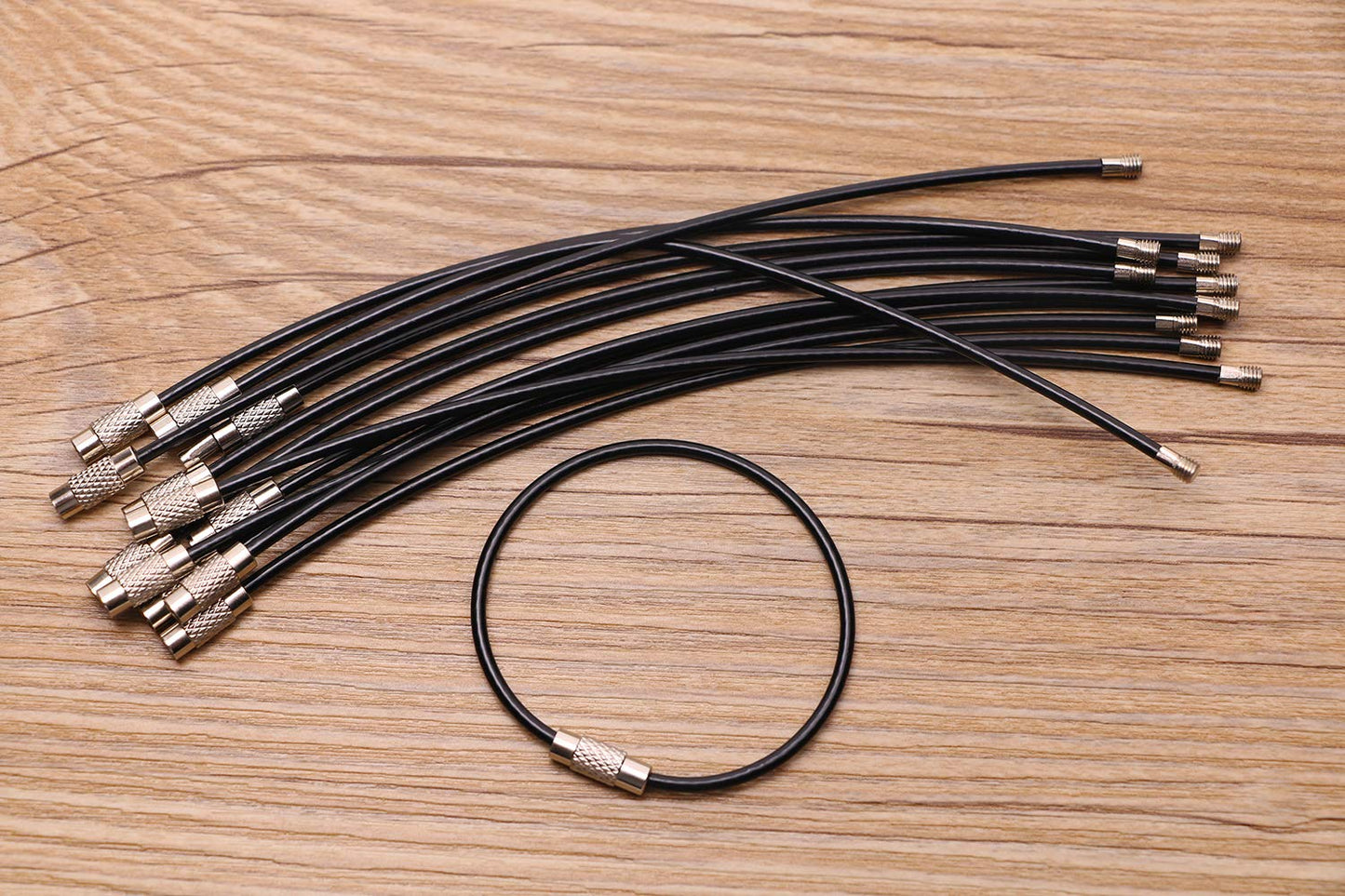 Mini Skater Stainless Steel Wire Cable Key Chain Key Ring Easy to Lock(Black)