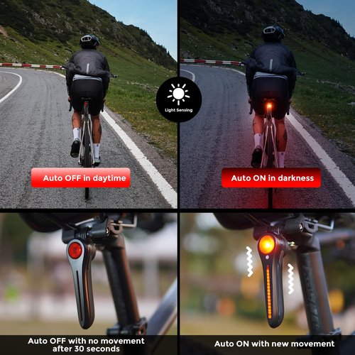 PicnaRizer Bike Taillight - 6 Smart Modes Brake+Light+Movement Sensing - 100 Lumens Bicycle Rear Tail Light with Quick Release Brackets Set for Saddle & Seatpost,Tpye-C Rechargeable, IP65 Waterproof