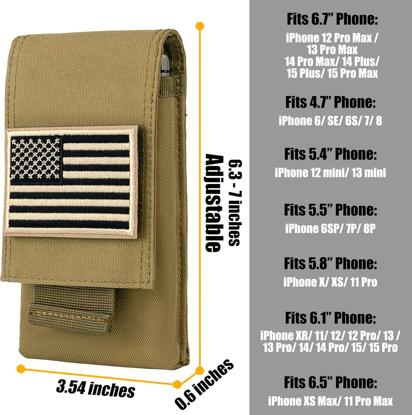 IronSeals Tactical Molle Phone Pouch Holster Waist Belt Pouch with Pull Tab for iPhone 16 Pro Max/16 Pro/16/15 Pro Max/14 Pro Max/ 13 Pro Max/ 12 Pro Max/ 11 Pro Max