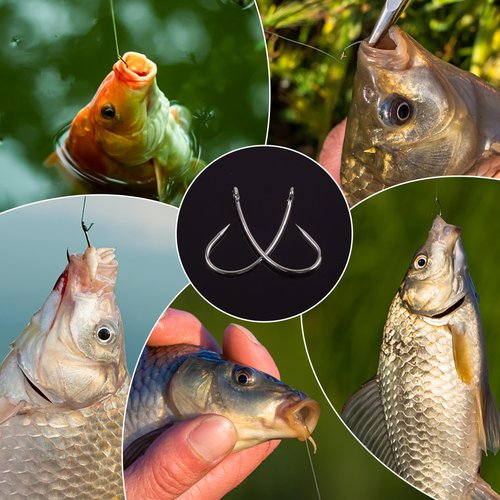OROOTL Barbless Fishing Hooks Kit, 210pcs Carp Fishing Fly Tying Hooks Circle Curve Shank Barbless Fish Hook for Live Bait Carp Hair Rig Trout Freshwater Saltwater
