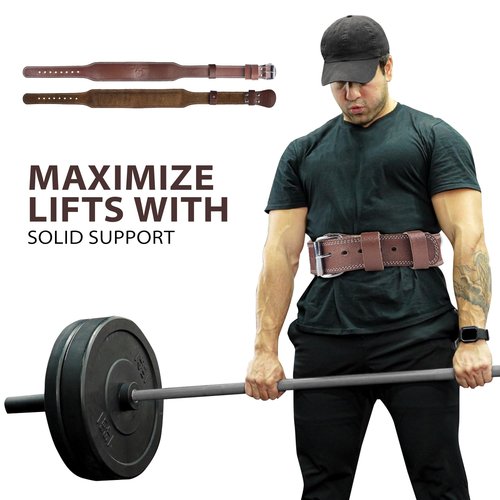 Victorbudo USA Spartan Weight Lifting Belt (5mm Thick) - Genuine Leather Lifting Belt Gym for Men & Women - Functional Workout Belt - Gym Belt for Weightlifting, Powerlifting, Squat & Deadlift - Adjustable Weightlifting Belt (Brown, Medium (47" Length))