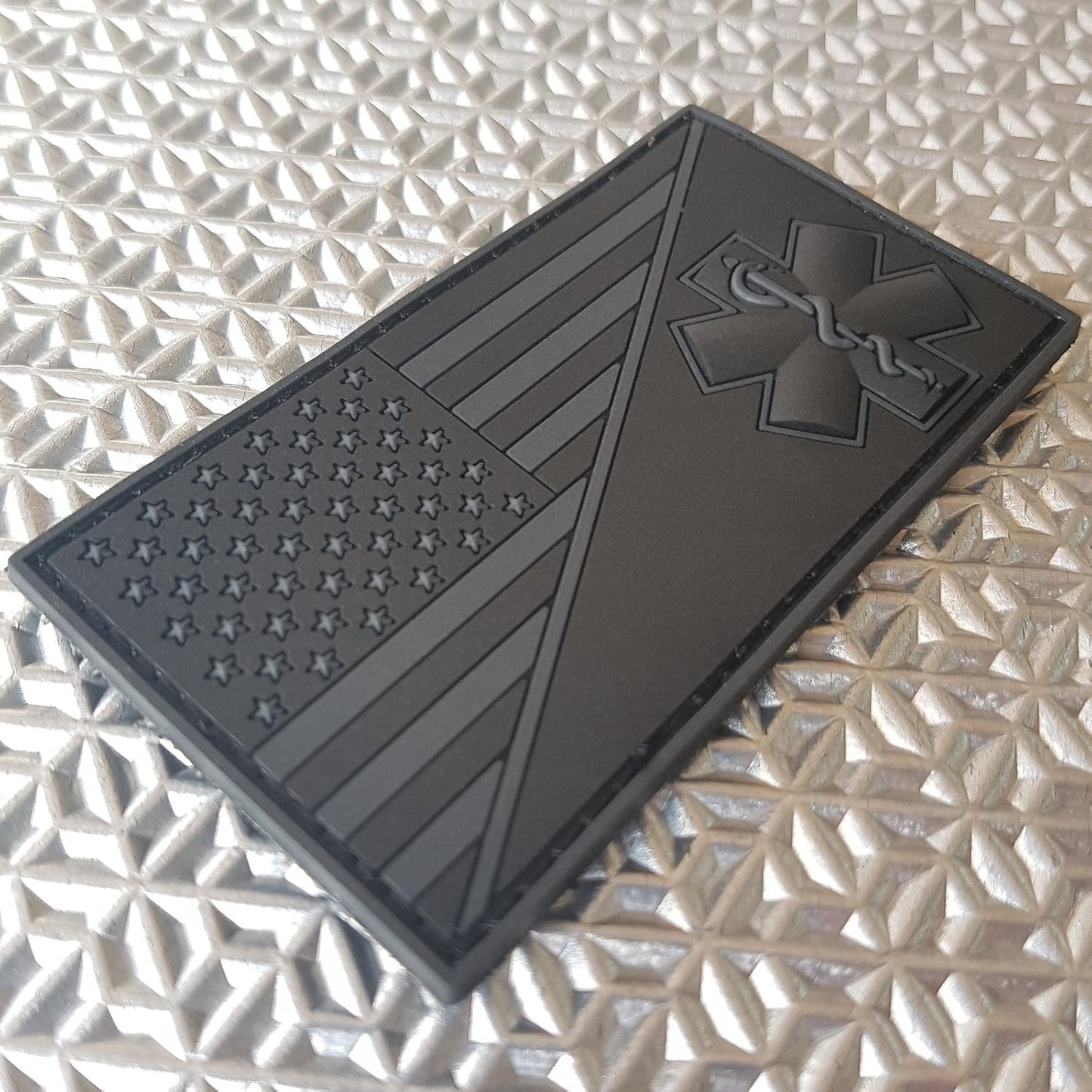 American Flag Medic Patch PVC EMS Patch Compatible with Velcro EMS Patches for Backpacks Medical Patch Paramedic Patch Tactical Medic Patch EMT Patch Medical Cross Patch (Blackout Subdued)