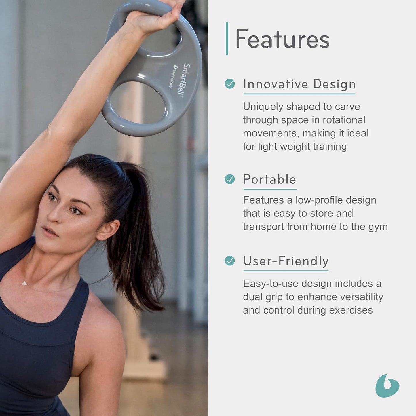 SmartBell Ergonomic Pilates Dumbbell - Two-Handed Exercise Weight for Home Gym