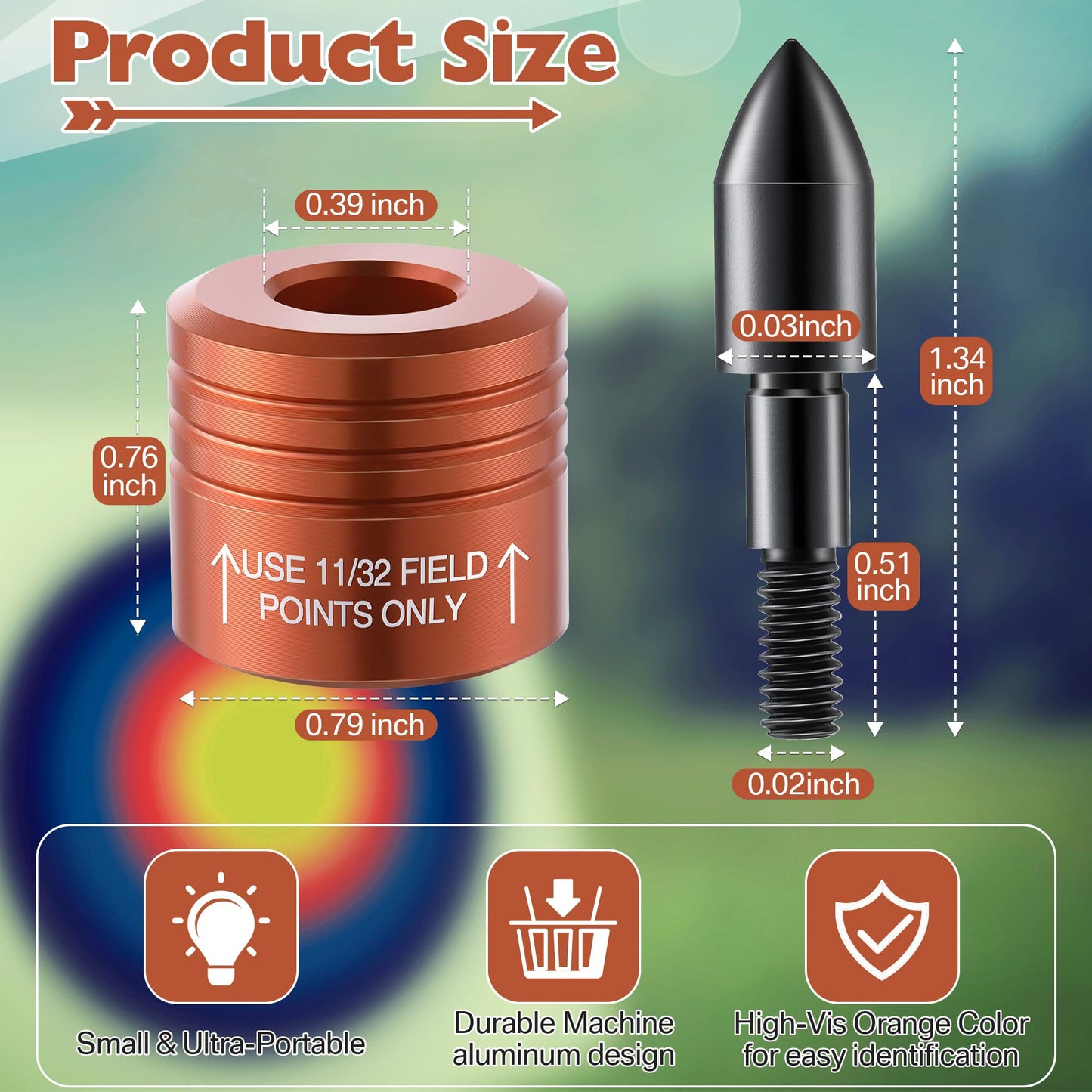 Feekoon 2 Pack Crossbow Bolt Decocking Head, Decocking Point Crossbow Arrow Release Tip Fit for Most Hunting and Competition Arrows and Bolts, Release Recurve, Compound Bow(Orange)